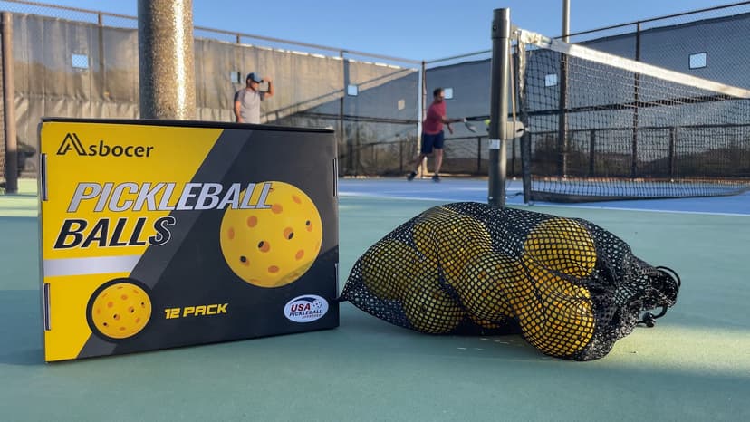 USAPA Approved Outdoor Yellow 40-Hole Pickleballs, 12-Pack in Mesh Bag with High Elasticity