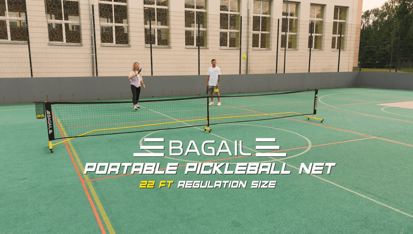 BAGAIL Portable Pickleball Net Set with Wheels, 22 FT Regulation Size & 11 FT Half Court Size 2-in-1 Pickle Ball Net with Ball Collector, Carry Bag, 4 Pickle Balls, Easy Setup for Outdoor Indoor