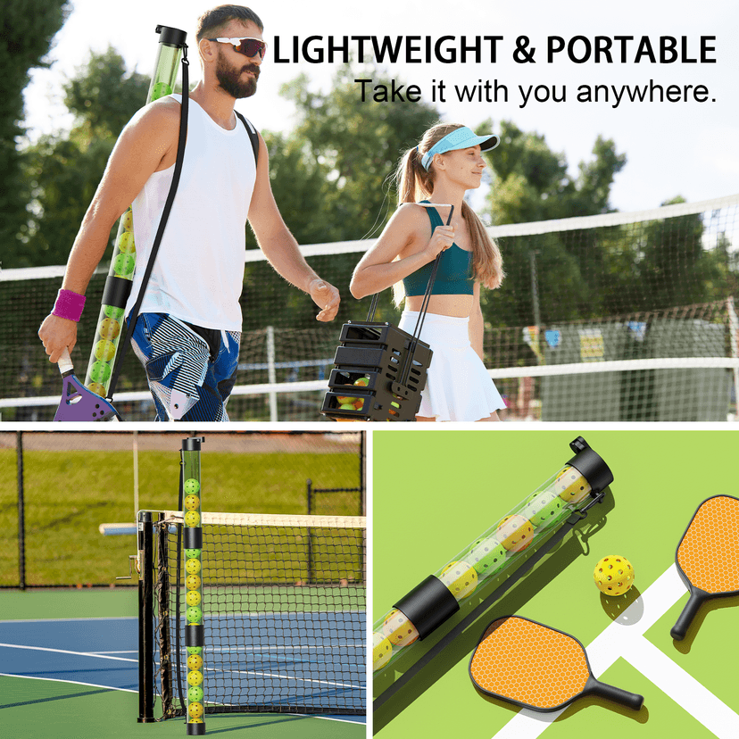 17 Balls Pickleball Ball Retriever & Ball Holder Storage with Strap, Back Saver for Pickleball Accessories, Quick for Pickleball Tube Ball Pickup