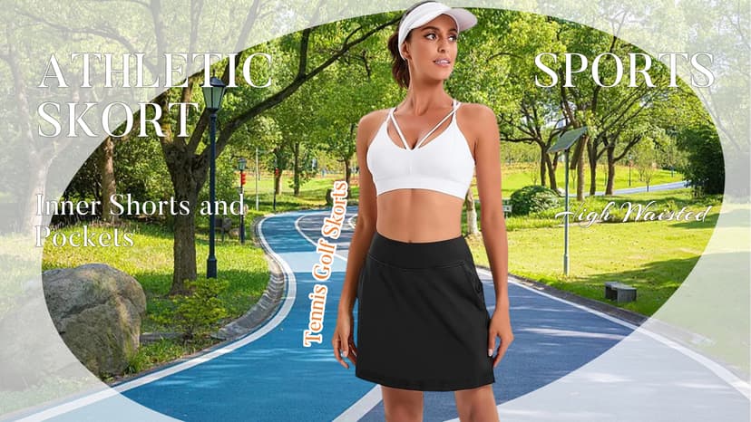 Oyamiki Women's Active Athletic Skort Lightweight Tennis Skirt Perfect for Running Training Sports Golf