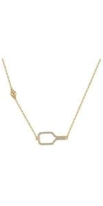 Pickleball Lariat Plus Paddle Necklace - 18k Gold Plate Pickleball Necklace for Women, Pickleball Jewelry, Christmas Gift for Pickleball Lovers