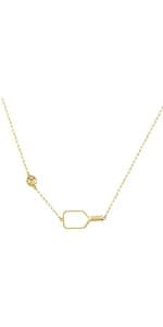 Pickleball Lariat Plus Paddle Necklace - 18k Gold Plate Pickleball Necklace for Women, Pickleball Jewelry, Christmas Gift for Pickleball Lovers