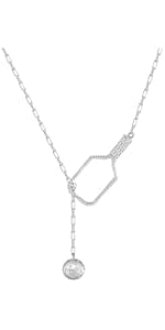 Pickleball Lariat Plus Paddle Necklace - 18k Gold Plate Pickleball Necklace for Women, Pickleball Jewelry, Christmas Gift for Pickleball Lovers
