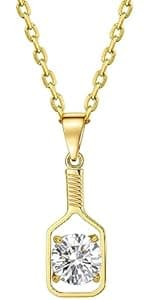 Pickleball Lariat Plus Paddle Necklace - 18k Gold Plate Pickleball Necklace for Women, Pickleball Jewelry, Christmas Gift for Pickleball Lovers