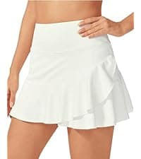 G4Free 15"/20" Tennis Skirts for Women Golf Skorts with Pockets High Waist Ruffle Athletic Skirt Inner Shorts