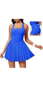 Womens Tennis Dress, Athletic Dress with Built-in Bra & Shorts Pockets Summer Dresses for Women Golf Outfits for Workout