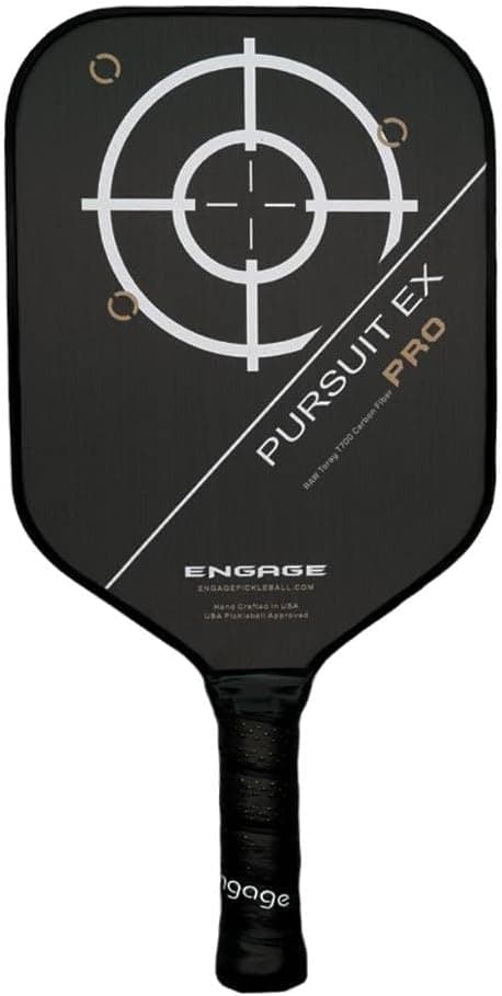 Engage Pursuit Pro EX Pickleball Paddle – Widebody Shape, Raw T700 Toray Carbon Fiber Face, 13mm Control Pro “Black” Core, Vortex Barrier Edge Technology Limits Vibration