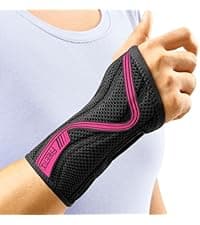 FREETOO Carpal Tunnel Wrist Brace Night Support Fit Right Hand for Work, Pain Relief Wrist Splint for Tendonitis, Sprain, Strain, Rigid Hand Brace for Arthritis for Women and Men (S/M, Black/Pink)