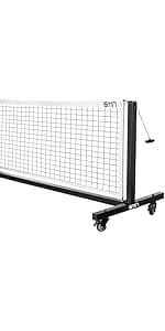 A11N Sports Pro Pickleball Net with Wheels and Hand Winch, Tournament Regulation Size, Anti-Sag Design, Perfect for Outdoor Court & Indoor Gym Floor