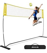 BAGAIL Badminton Net, Height Adjustable Kids Volleyball Net, Foldable Nylon Net 10 ft/14ft/17ft Wide, Tennis Net, Small Pickleball Net for Backyard Game and Indoor Outdoor Use, Easy Setup