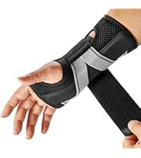 FREETOO Carpal Tunnel Wrist Brace Night Support Fit Right Hand for Work, Pain Relief Wrist Splint for Tendonitis, Sprain, Strain, Rigid Hand Brace for Arthritis for Women and Men (S/M, Black/Pink)