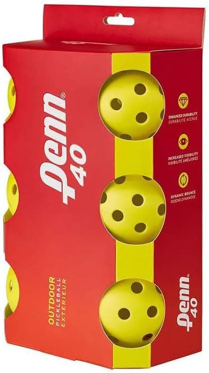 Penn 40 Outdoor Pickleball Balls - Softer Feel for Recreational & Club Play - USAPA Approved, 6-Pack