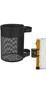 Cosmos Pickleball Ball Holder Adjustable Hanging Bag for PickleBall Nets, Foldable Storage Basket Mesh Net Pouch for Holding 6 Balls