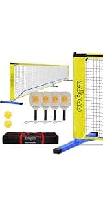 Zdgao Pickleball Net for Driveway with 22FT Regulation Size Pickleball Net, 4 Outdoor Pickleballs and Carry Bag, Weather Resistance Strong Steel Frame