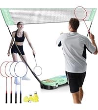 BAGAIL Badminton Net, Height Adjustable Kids Volleyball Net, Foldable Nylon Net 10 ft/14ft/17ft Wide, Tennis Net, Small Pickleball Net for Backyard Game and Indoor Outdoor Use, Easy Setup