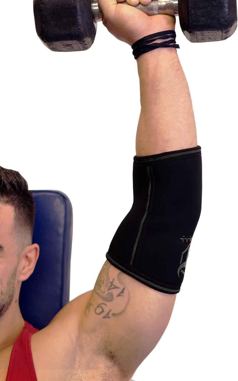 Elbow Sleeves 5mm (1 Pair) - High Performance Elbow Sleeve Support for Weightlifting, Weight Training & Powerlifting - Best Compression Straps - for Men and Women (Medium, Black/Black)