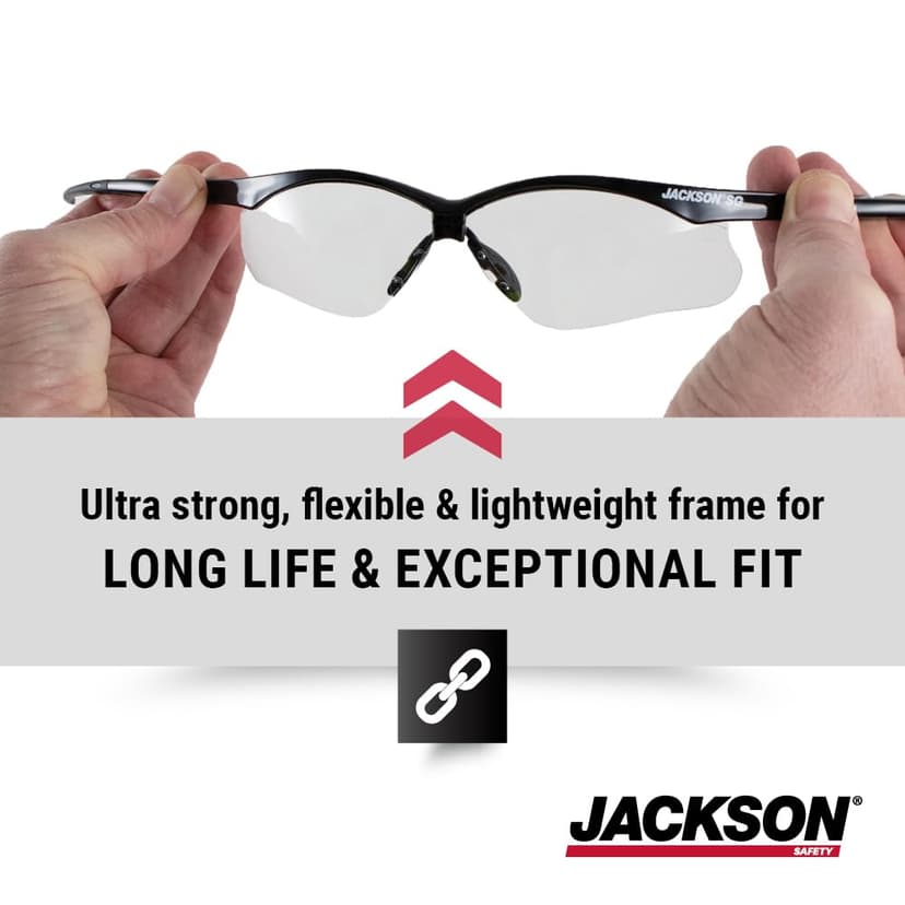 Jackson Safety SG Safety Glasses - Eye Protection for Men & Women - Anti-Scratch Lens with Black Frame - ANSI Z87.1 - Pack of 3 (Multiple Styles)