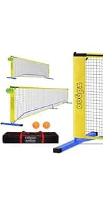 Zdgao Pickleball Net for Driveway with 22FT Regulation Size Pickleball Net, 4 Outdoor Pickleballs and Carry Bag, Weather Resistance Strong Steel Frame