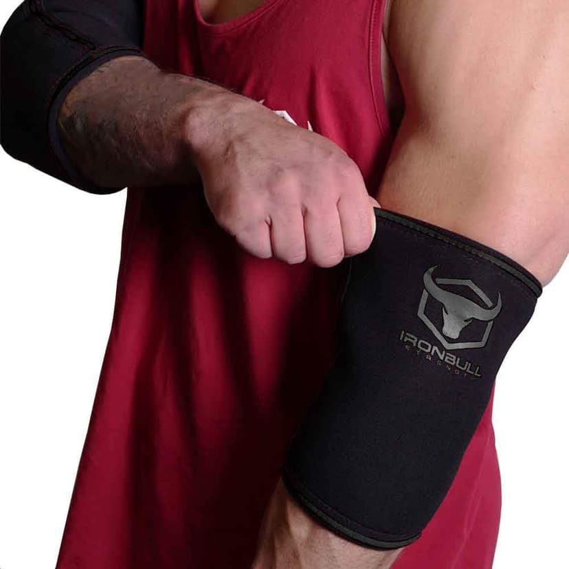 Elbow Sleeves 5mm (1 Pair) - High Performance Elbow Sleeve Support for Weightlifting, Weight Training & Powerlifting - Best Compression Straps - for Men and Women (Medium, Black/Black)