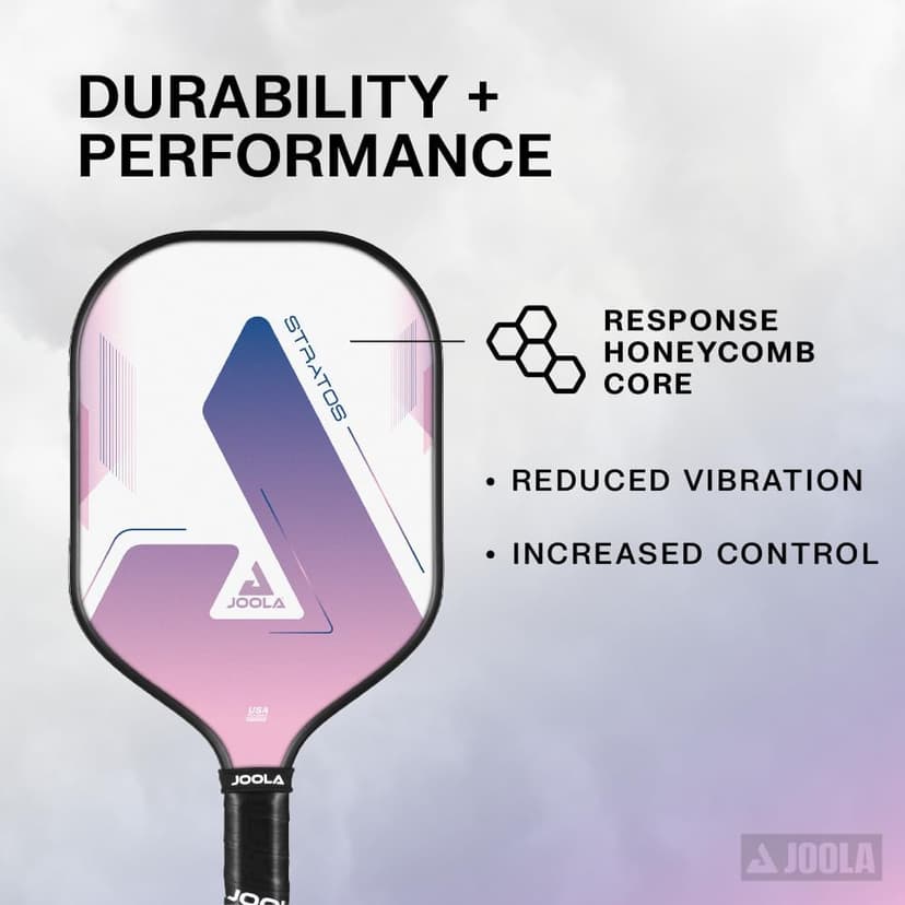 JOOLA Stratos or Essentials Pickleball Paddle – Reinforced Fiberglass Surface, Honeycomb Polypropylene Core, USAPA Approved, Durable & Beginner-Friendly Pickleball Racket with Comfortable Grip