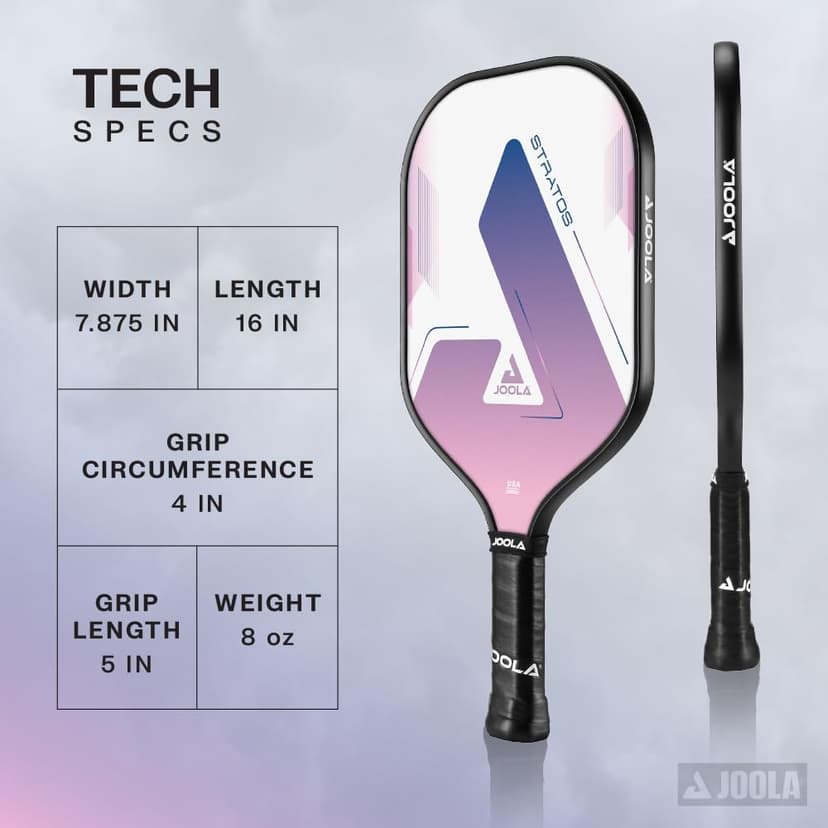 JOOLA Stratos or Essentials Pickleball Paddle – Reinforced Fiberglass Surface, Honeycomb Polypropylene Core, USAPA Approved, Durable & Beginner-Friendly Pickleball Racket with Comfortable Grip