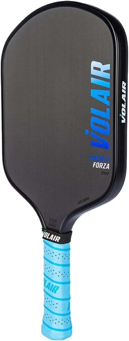 Mach 2 Forza Paddle - Toray T700 Carbon Fiber Surface - Thermoformed - Foam Injected - Spin, Power, & Control - w/Headcover, Eraser, Extra Black Grip, Extra Paddle Neck Band, & Sticker