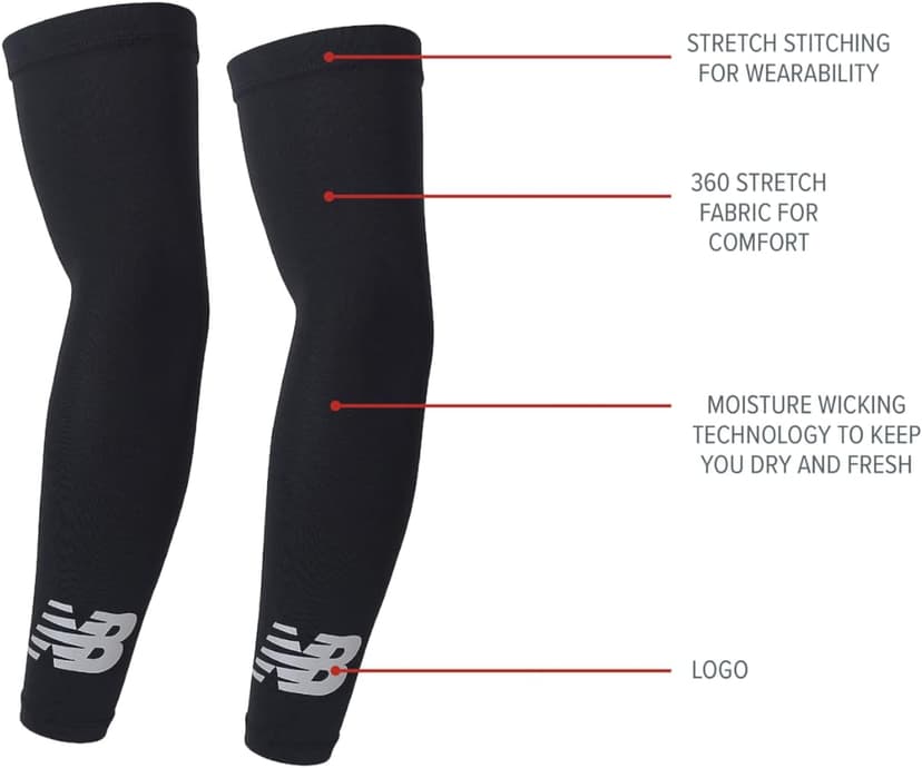 New Balance Unisex Outdoor Sports Compression Arm Sleeves, Arm Warmer, 1 Pair