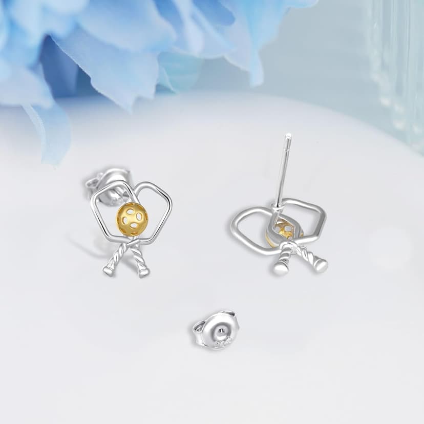 Baseball/Pcikleball/Basketball/Soccer Earrings S925 Sterling Sliver Sport Earrings for Women Sport Jewelry Gifts for Women Sports Fans and Sports Players