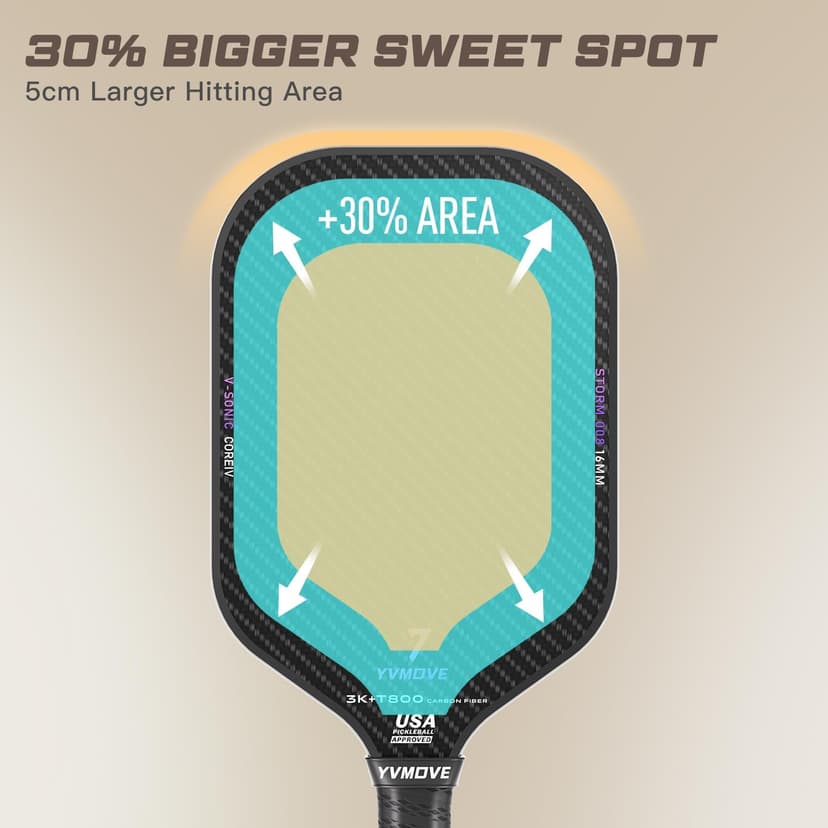 T800 Carbon Fiber Pickleball Paddles with 16mm V-Sonic IV Dynamic Core, Premium Pickle Ball Racket with Enhanced Control & Ultimate Spin, USAPA Approved