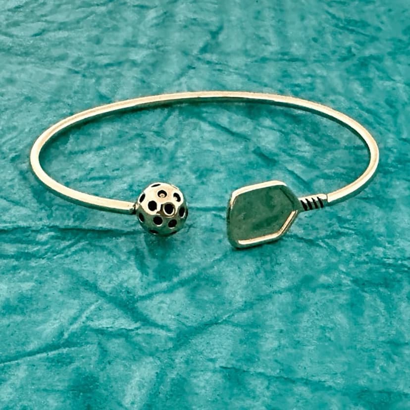 Sportybella Pickleball Bracelet - Women's Pickleball Paddle Cuff Bangle, Gift for Female Players