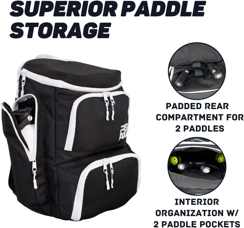 Pickleball Bag for Men and Women - Fits 2 to 4 Paddles - Shoe Compartment, Fence Hook, Storage Pockets for Water Bottles, Pickleballs, Clothing, Racquet/Paddle Storage - Pickle Ball Backpack