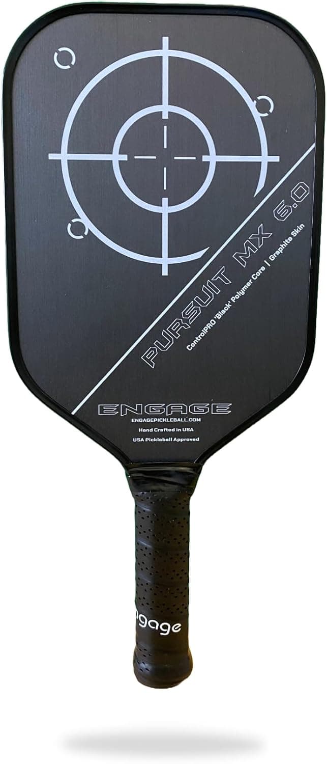 Engage Pickleball Pursuit MX 6.0 Graphite Skin Black Made in America Pickleball Paddle