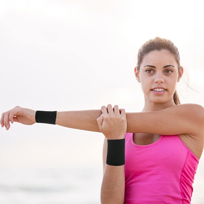 Cosmos 1 Pair Compression Wrist Sleeve Nylon Brace Wraps Supports Elastic Wristbands for Wrist Protect Pain Relief in Typing Running Basketball Volleyball Golf Playing (Black)