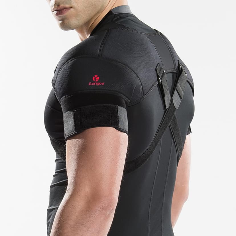 Kuangmi Double Shoulder Support Brace Strap Wrap Neoprene Protector,M