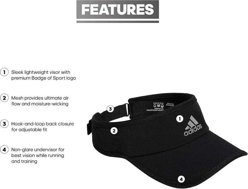 adidas Women's Superlite Visor, Sun Visor Hat for Women, Sport Performance, Outdoor Activities