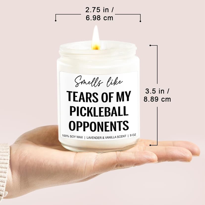 Tears of My Pickleball Opponents Candle, Pickleball Accessories, Pickleball Gifts for Women, Men, Mom, Dad - Mothers Day, Fathers Day, Funny Gifts for Pickle Ball Lovers, Players - 9 oz