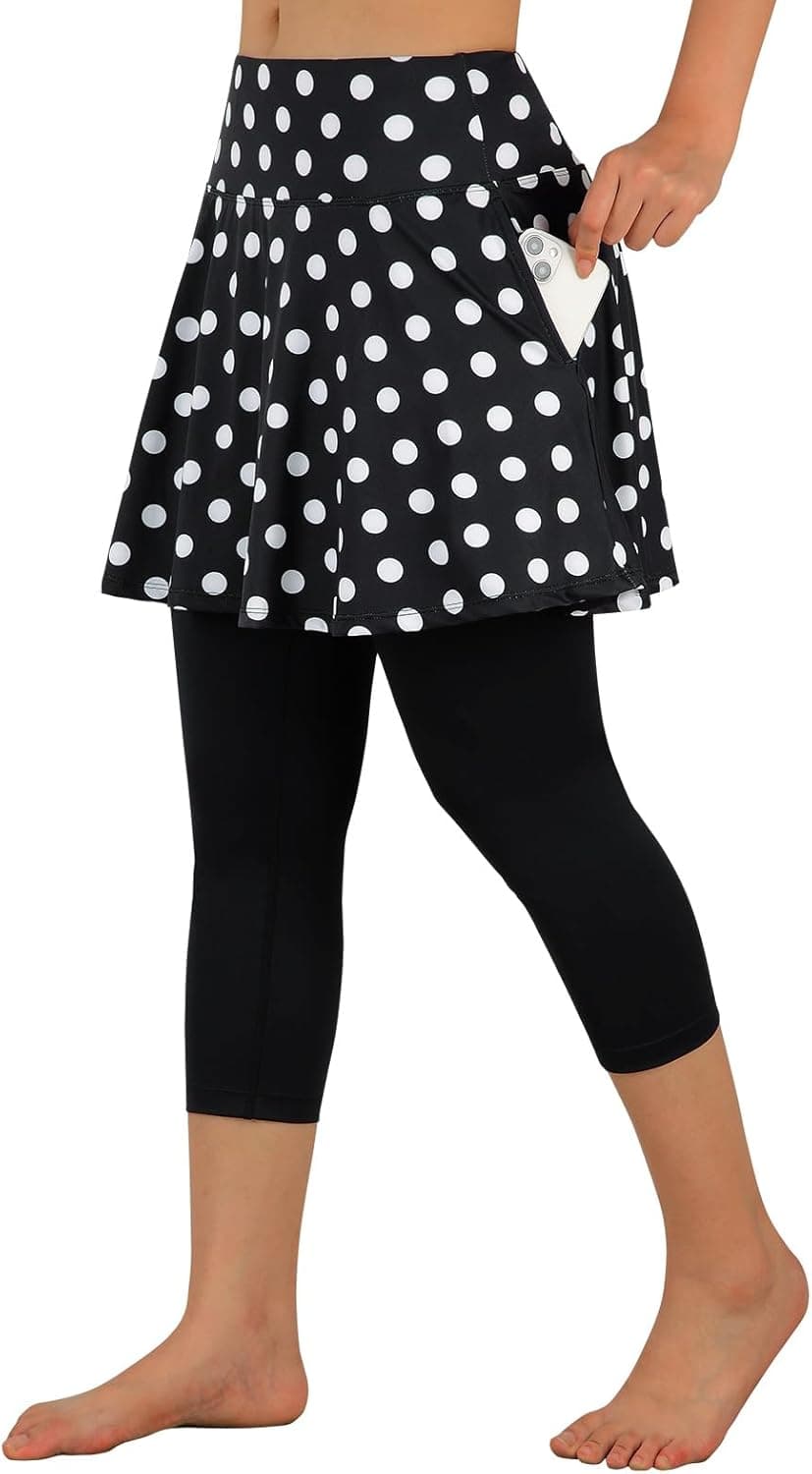 ANIVIVO Skirted Legging for Women, Yoga Legging with Skirts &Women Tennis Leggings Clothes Pockets