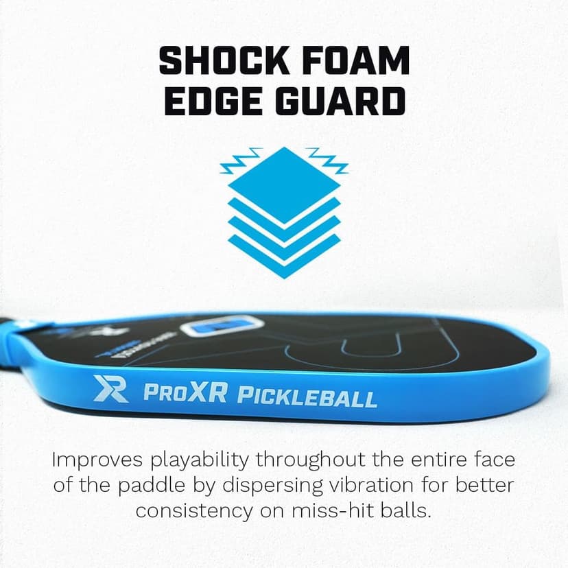 ProXR Zane Navratil Carbon Fiber Pickleball Paddle – Elongated Shape and Handle, Slim 14mm Design, Shock Foam Edge Guard, High Spin Raw Textured Surface, Midweight