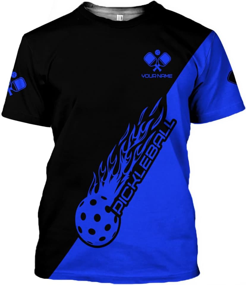 Personalized 3D Pickleball Shirts for Men, Pickle Ball Jersey Shirt Short Sleeve, Pickleball Shirt Gifts for Grandpa