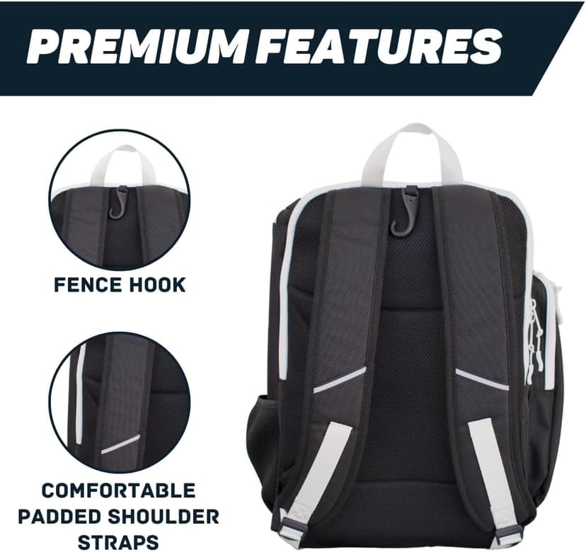 Pickleball Bag for Men and Women - Fits 2 to 4 Paddles - Shoe Compartment, Fence Hook, Storage Pockets for Water Bottles, Pickleballs, Clothing, Racquet/Paddle Storage - Pickle Ball Backpack