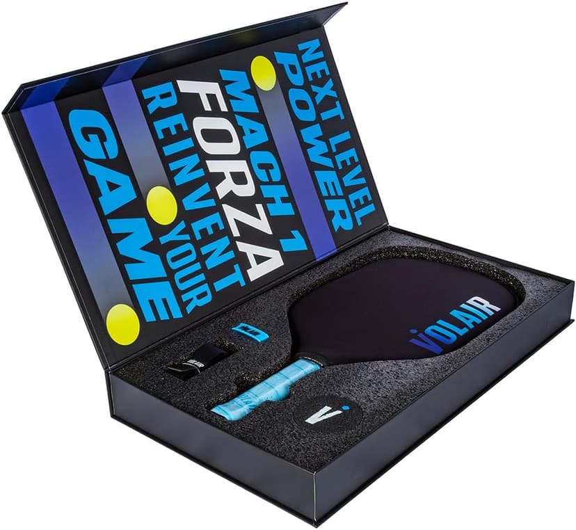 Volair Pickleball - Mach 1 Forza Paddle - for Spin, Control and Power - Toray T700 Carbon Fiber Surface - Thermoformed - Foam Injected w/Headcover, Eraser, Extra Black Grip