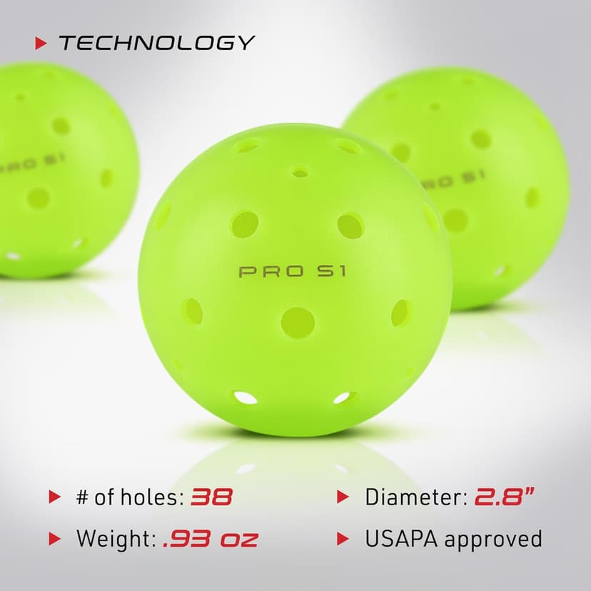 Selkirk Pro S1 Ball | Crack-Resistant | 38 Hole Outdoor Pickleball Balls | USAPA Approved Pickle Ball for Tournament Play | Advanced Aerodynamics |