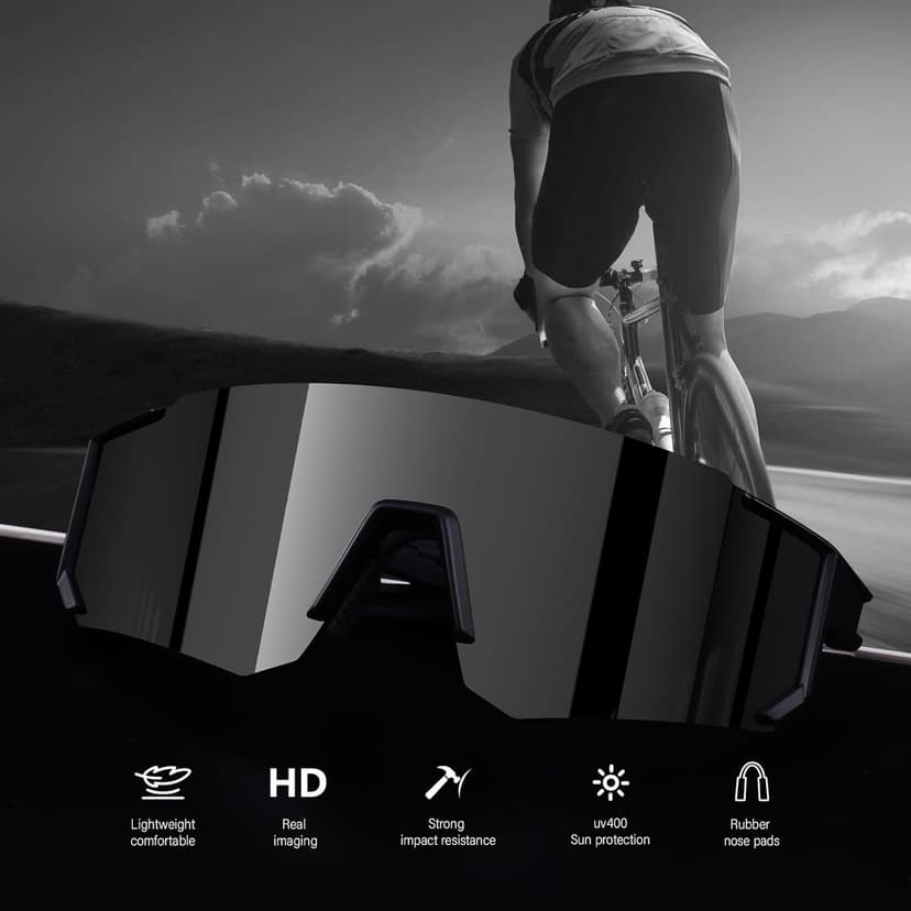 KUGUAOK Sports Polarized Sunglasses for Men Baseball Cycling Running UV Protection Sun Glasses Lightweight Big Frame Goggles