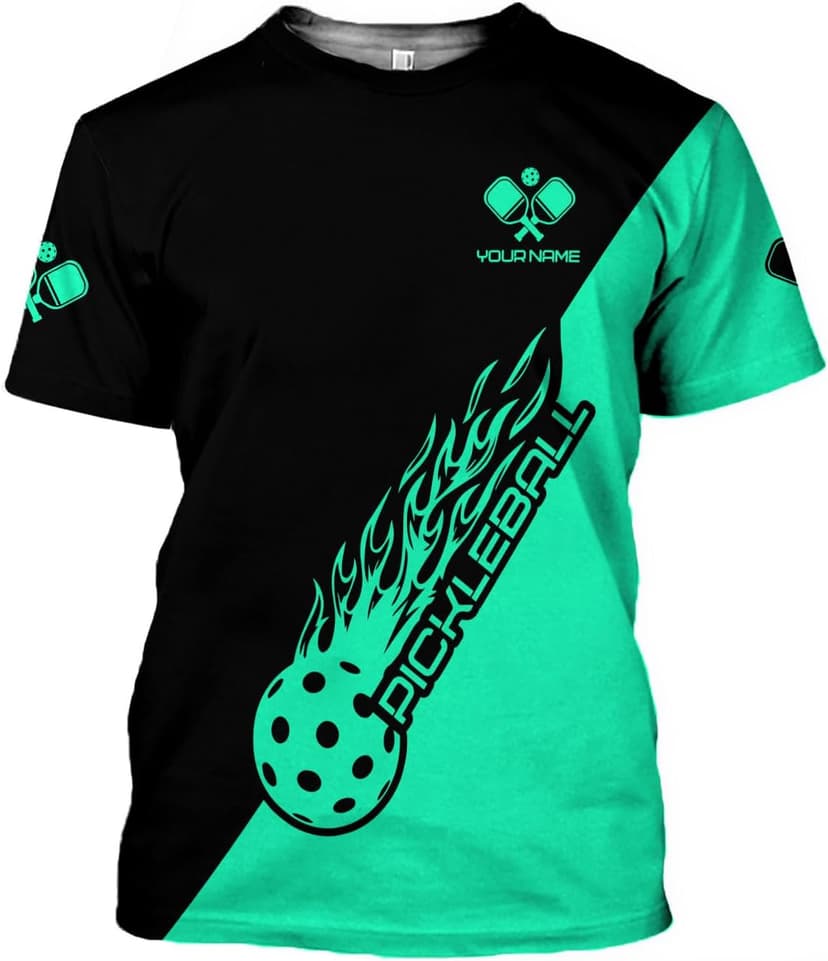 Personalized 3D Pickleball Shirts for Men, Pickle Ball Jersey Shirt Short Sleeve, Pickleball Shirt Gifts for Grandpa