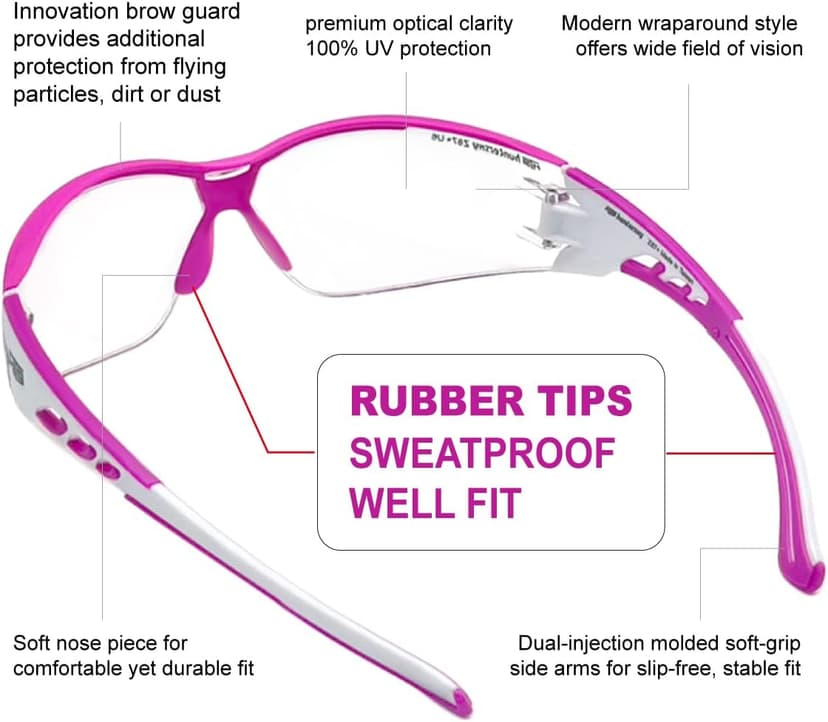 Super Flexible Lightweight Anti Fog Wrap-Around U6 Clear Shooting Safety Glasses with ANSI Z87.1 Scratch Resist