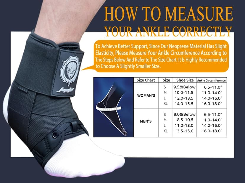 Jupiter Ankle Brace for Sprained Ankles for Women & Men, Made of Neoprene with Dual Springs, for Injury Recover, Running, Basketball and Cycling(Black M 11‘’-14‘’)