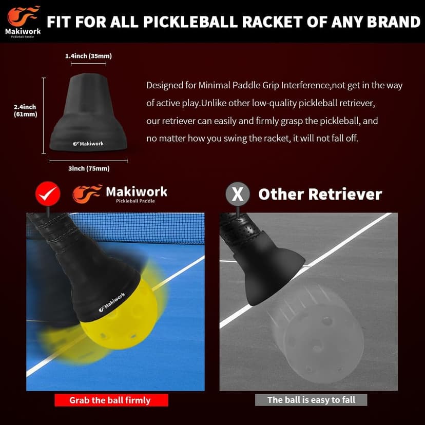 Pickleball Ball Retriever Silicone Pickleball Grabber and Picker