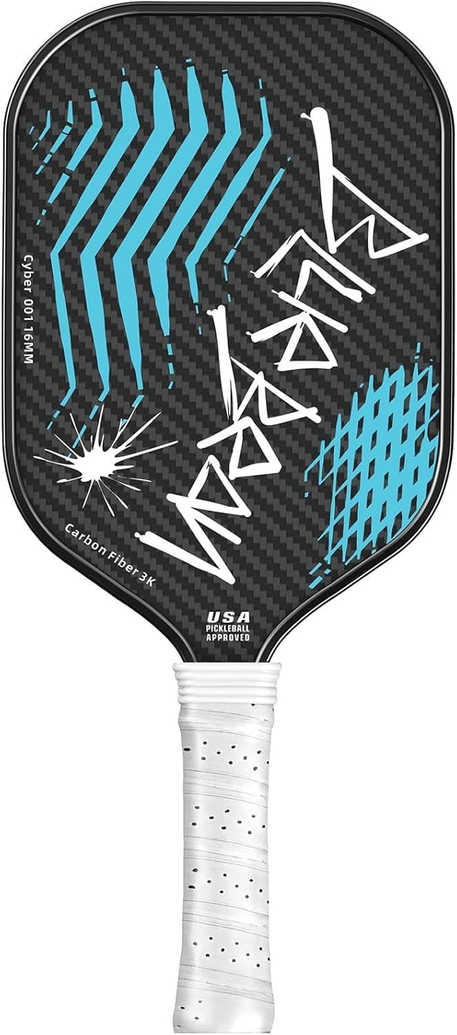 Pickleball Paddles,USA Pickleball Approved,Carbon Fiber Pickleball Paddle with 16MM Polymer Honeycomb Core Provides Lighter Weight&Higher Grit&Spin,Engineered for Professional Players,BlueBean