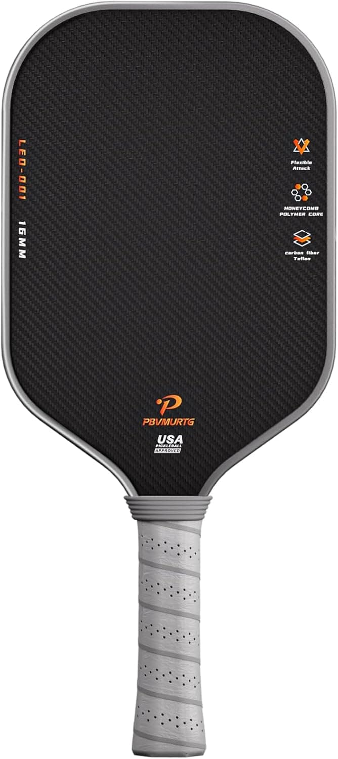 Leo Series Carbon Fiber Pickleball Paddle – 16mm Roar-Powered Core for Dominance & Precision, USAPA Approved Thermoformed Pickleball Paddles, T700&3K Raw Carbon Fiber Pickleball Racket.