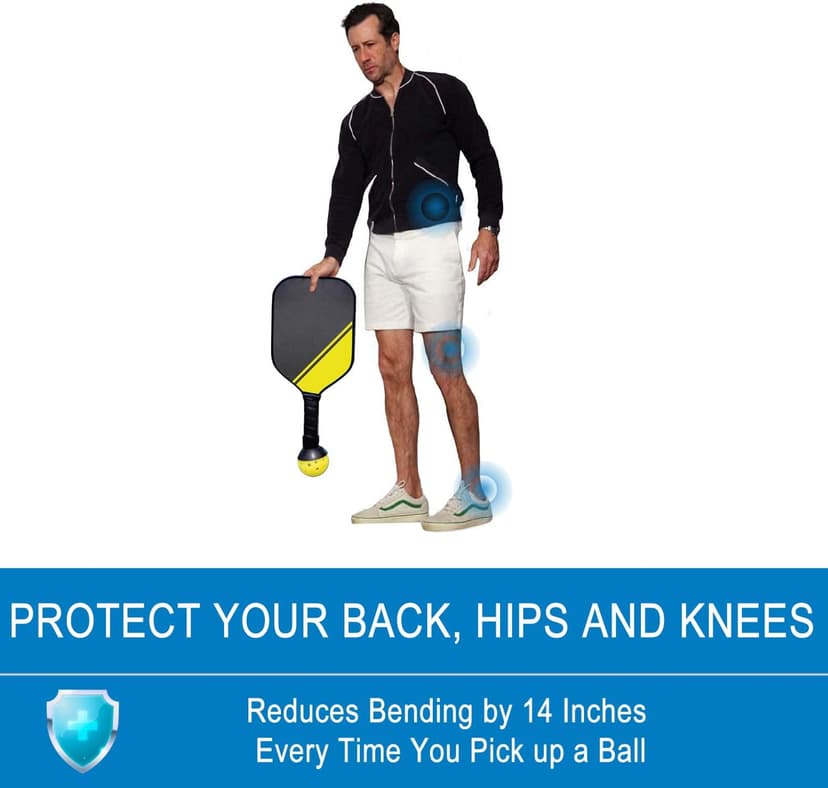 QOGIR Pickleball Ball Retriever: Easy Pick Up Without Bending Over, Fits Any Paddle